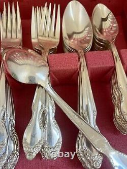 VINTAGE ROGERS & BRO SILVERY MIST 1955 CUTLERY SET 77 PCs