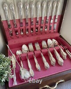 VINTAGE ROGERS & BRO SILVERY MIST 1955 CUTLERY SET 77 PCs