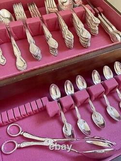 VINTAGE ROGERS & BRO SILVERY MIST 1955 CUTLERY SET 77 PCs