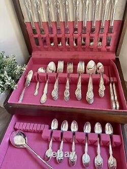 VINTAGE ROGERS & BRO SILVERY MIST 1955 CUTLERY SET 77 PCs