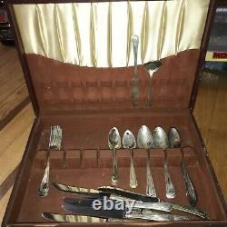 VTG 1847 Rogers Bros Silverware Eternally Yours Set in Case 67 Pieces