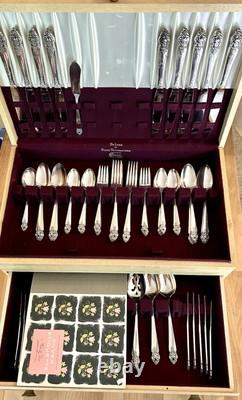 VTG 1951 ONEIDA Silverplate DISTINCTION Flatware Set 68pc Serve 9 -7pc Place Set