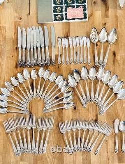VTG 1951 ONEIDA Silverplate DISTINCTION Flatware Set 68pc Serve 9 -7pc Place Set