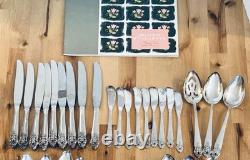 VTG 1951 ONEIDA Silverplate DISTINCTION Flatware Set 68pc Serve 9 -7pc Place Set