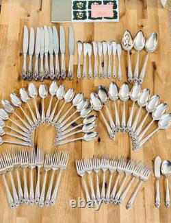 VTG 1951 ONEIDA Silverplate DISTINCTION Flatware Set 68pc Serve 9 -7pc Place Set
