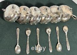 VTG Eberle Silverplate Dessert Bowls & Spoons Set Serves 6. Beautiful Condition
