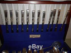 VTG Wm A Rogers Morning Star Silverplate Flatware Complete 12 Pc Set + Serving +