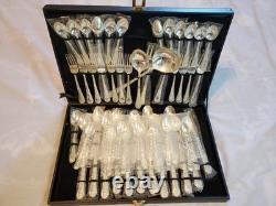 VTG Wm Rogers & Son Enchanted Rose Silverplate Flatware Set With Original Case