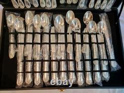 VTG Wm Rogers & Son Enchanted Rose Silverplate Flatware Set With Original Case
