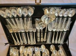 VTG Wm Rogers & Son Enchanted Rose Silverplate Flatware Set With Original Case