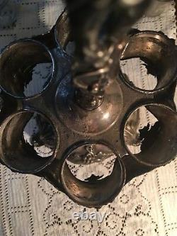 Victorian Silver Plate Castor Set 6 Glass Cruets Jars Antique Meriden