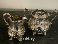 Victorian Silverplated Coffee And Tea Set With Tray