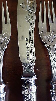Victorian Thomas Prime & Son Silverplate Fish Set of 12 Forks & 12 Knives