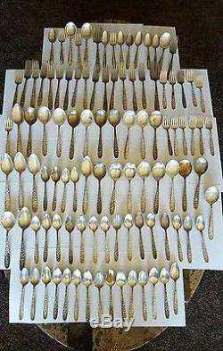 Vintage 114 PC NATIONAL SILVER CO. AA and AA+ NARCISSUS SILVERPLATE FLATWARE Set