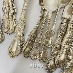 Vintage 1835 Antique R Wallace 1903 Patent Floral Set of 21 Knives Forks Spoons