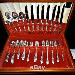 Vintage 1847 ROGERS BROS ADORATION FLATWARE 53 pc SET LATE 30's in Wooden Case