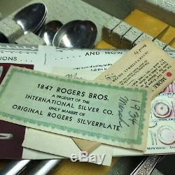 Vintage 1847 Rogers Bros Set Silverplated Silverware Ancestral In Box Flatware