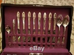 Vintage 1847 Rogers Bros Silver Plate Flatware First Love Set W. Box 52 pieces