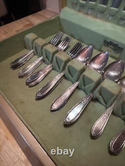 Vintage 1925 Triumph 1881 Rogers Oneida Silverplate Flatware Set for 12 with Box