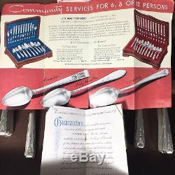 Vintage 1940 MILADY Silverplate Flatware Set 62 Pieces Wood Chest by Community