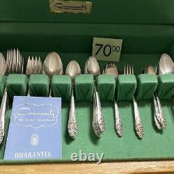 Vintage 1950's Community Silver Plate Evening Star 66 Piece With Wooden Box