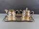 Vintage 1950s Phi Mu Sorority Silverplate Tea Set Creamer, Sugar Bowl with Lid