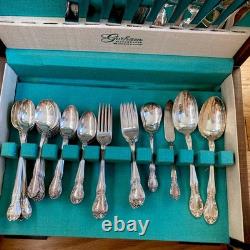 Vintage 1953 GORHAM 60 Piece Silver Plate Service for 8 New Elegance Flatware