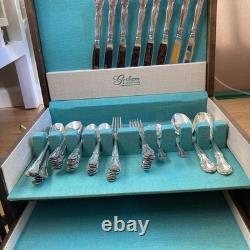 Vintage 1953 GORHAM 60 Piece Silver Plate Service for 8 New Elegance Flatware Vintage 1953 GORHAM 60 Piece Silver Plate Service for 8 New Elegance Flatware