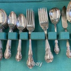Vintage 1953 GORHAM 60 Piece Silver Plate Service for 8 New Elegance Flatware