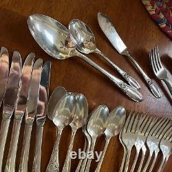Vintage 1953 White Orchid Community Silverplate Flatware 45 Pieces