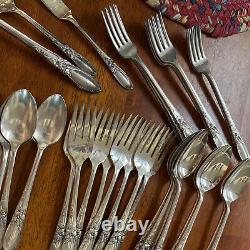 Vintage 1953 White Orchid Community Silverplate Flatware 45 Pieces