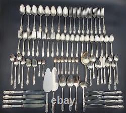 Vintage 1960s White Orchid Silverplate Flatware Set 76 pieces with Wood Case
