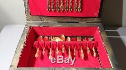 Vintage 1968 Michelob Treasure Chest, Rogers Bros. 1847 Gold Flatware 71 pieces