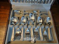 Vintage 43 Piece 6 Place Setting Viners Guild Silver Plated Bead Pattern Cutlery
