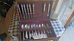 Vintage 50 Pc. Set 1847 Rogers Bros SilverPlate First Love Silverware with Case