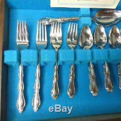 Vintage 50pc International Silver Stainless Steel Flatware Set for 8 with Case