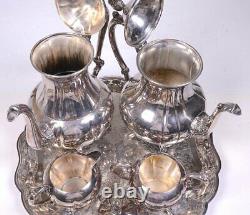Vintage 5pc SHERIDAN Silver-plate COFFEE & TEA SET with Creamer, Sugar & Tray