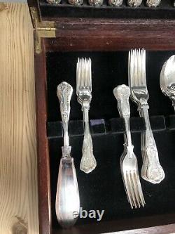 Vintage 60pcs Kings Pattern Cutlery Set EPNS A1 Silver Plated Sheffield England