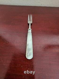 Vintage (6) Set Fork & Knife Mappin & Webb Mother Of Pearl Silverplate. Keyed Box