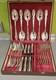 Vintage 70's USSR Melchior Silver Plated Flatware Full Set For 6 In Box (#69)