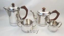 Vintage Art Deco 4 Piece Silver Plated Tea Set Walker & Hall