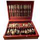Vintage Baroque by Godinger Gold-Plated Flatware Set for 12 65 Pieces, Box