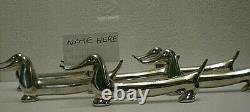 Vintage Boxed Set of 6 Silver Plated Dachshund Knife Rest / Place Markers (BC)