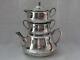 Vintage Crescent Silver Plate STACKING TEAPOT Set with Creamer & Sugar Bowl