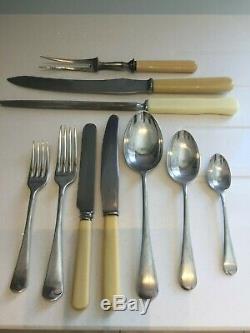 Vintage Cutlery Canteen Sheffield Silver Plate EPNS Art Deco Oak Box 43-Piece c1