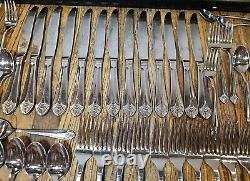 Vintage DJ Silverplate Flatware Japan 64 Marquis Pattern Fan Tip Design Korea