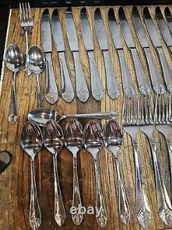 Vintage DJ Silverplate Flatware Japan 64 Marquis Pattern Fan Tip Design Korea