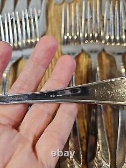 Vintage DJ Silverplate Flatware Japan 64 Marquis Pattern Fan Tip Design Korea