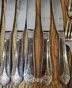 Vintage DJ Silverplate Flatware Japan 64 Marquis Pattern Fan Tip Design Korea