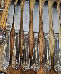 Vintage DJ Silverplate Flatware Japan 64 Marquis Pattern Fan Tip Design Korea